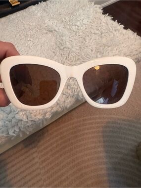 Dior White Cat-Eye Sunglasses with Brown Lenses